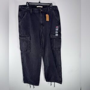 Levi's Black Cargo Pants with Drawstring Hem